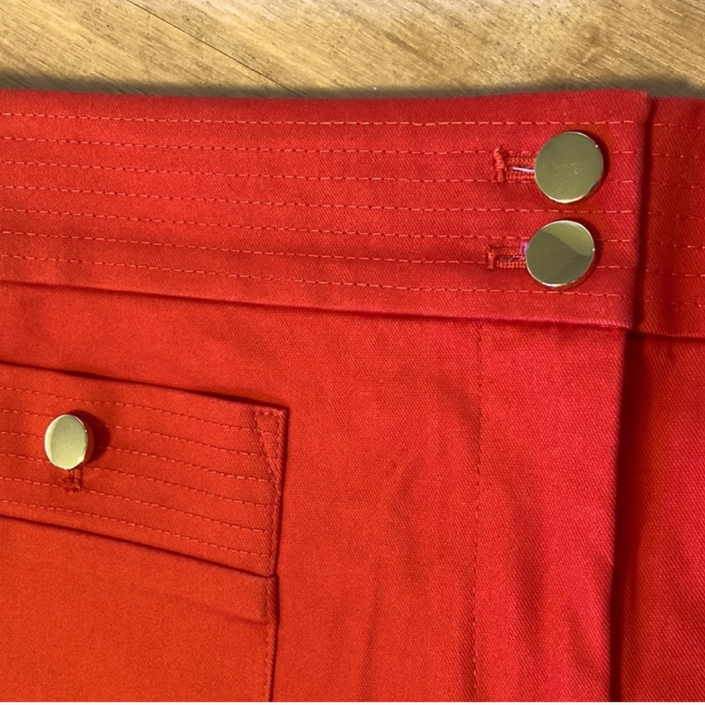Loft Red Shorts With Gold Tone Button Detail Size 10 - Picture 2 of 9